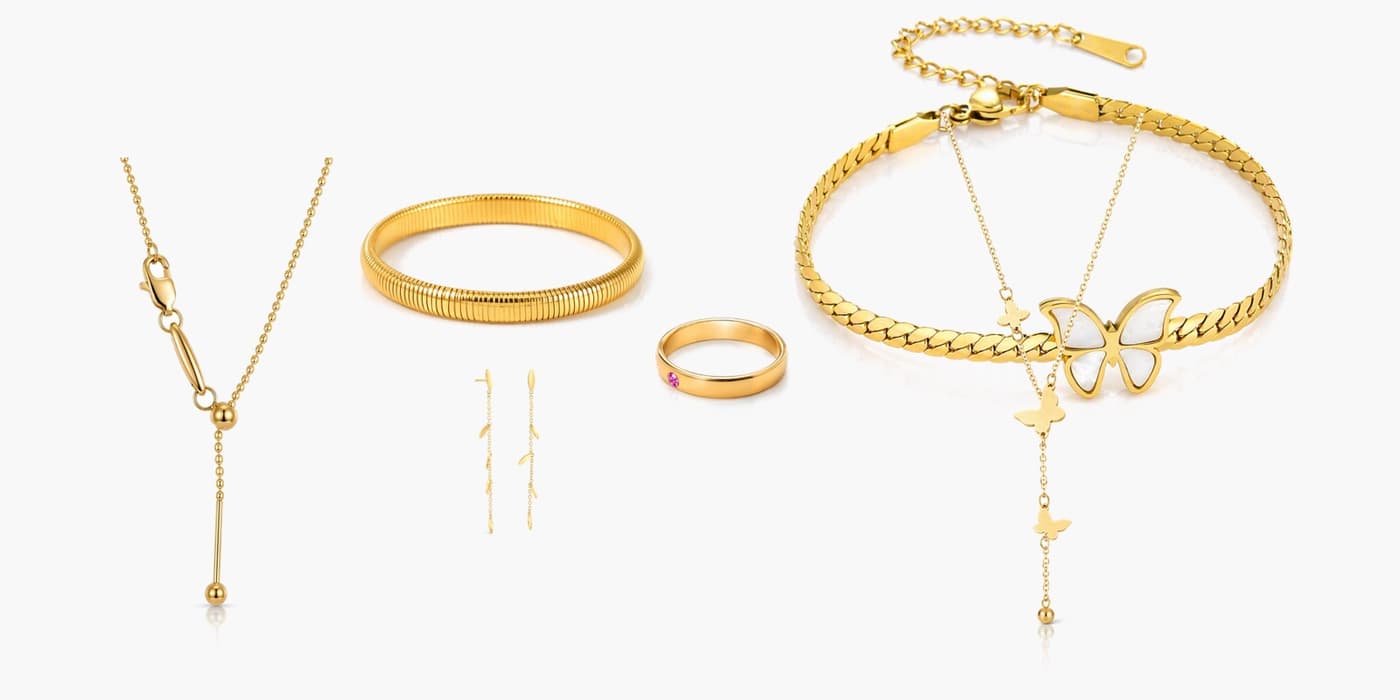 Gold Minimalist Butterfly Jewelry Layered Set