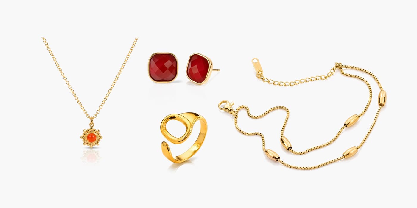 Minimalist Gold Flower Jewelry Stack