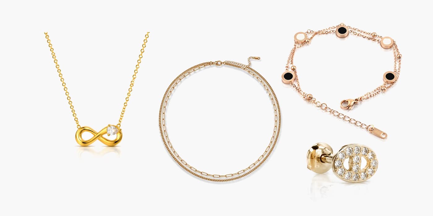 Gold Minimalist Infinity Jewelry Layering Set