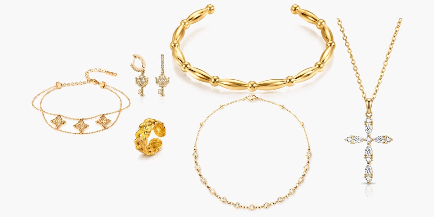 Gold Jewelry Layered Set