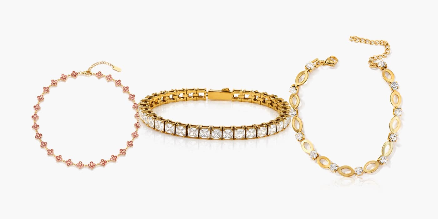 Gold Party Flower Necklace & Bracelet Set
