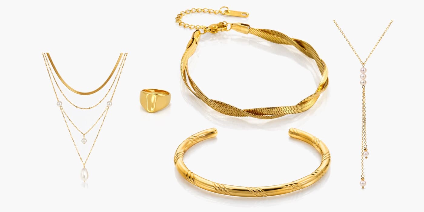 Gold Minimalist Jewelry Layering Set