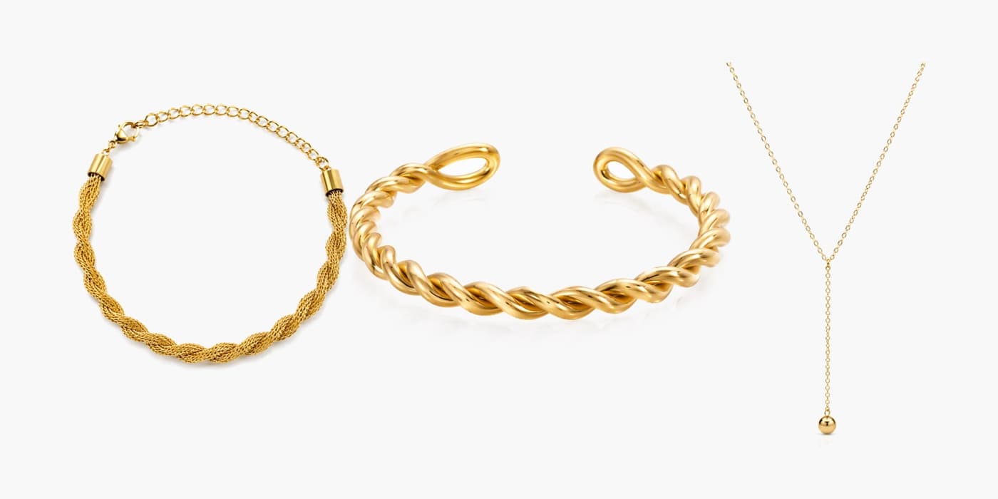 Gold Classic Necklace & Bracelet Set