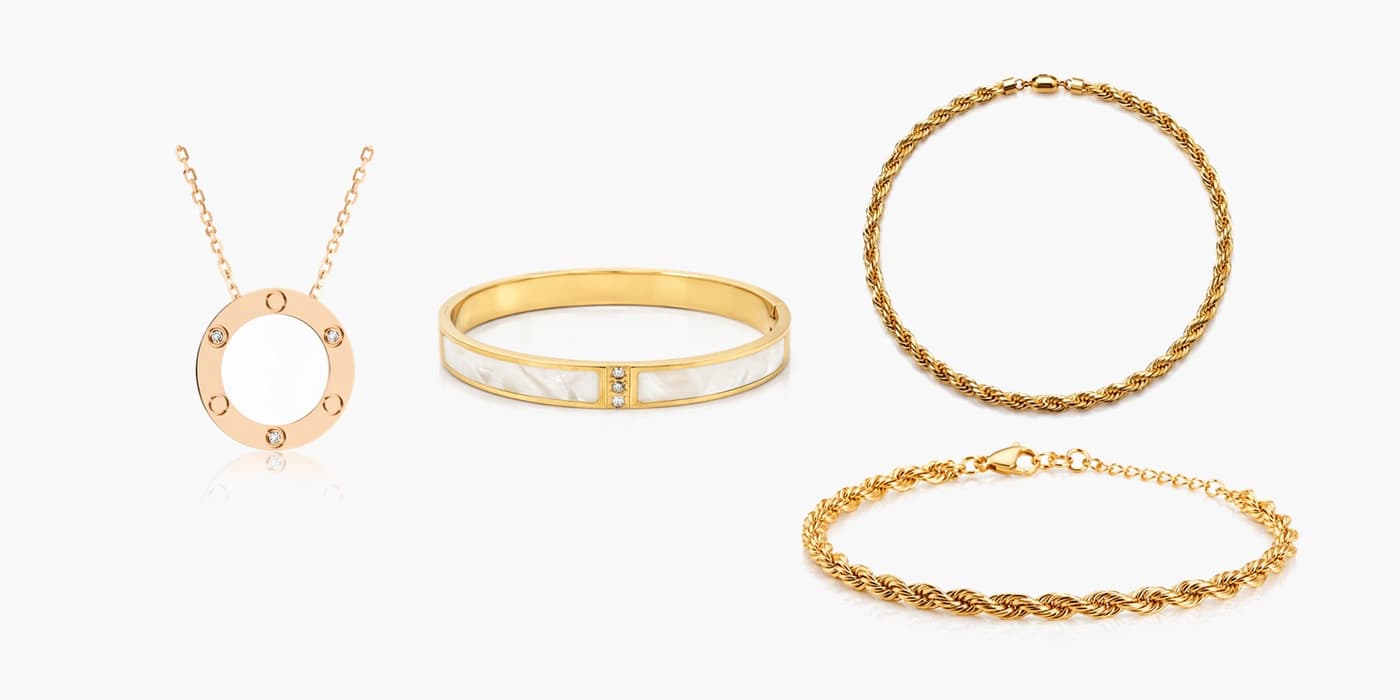Gold Classic Necklace & Bracelet Set
