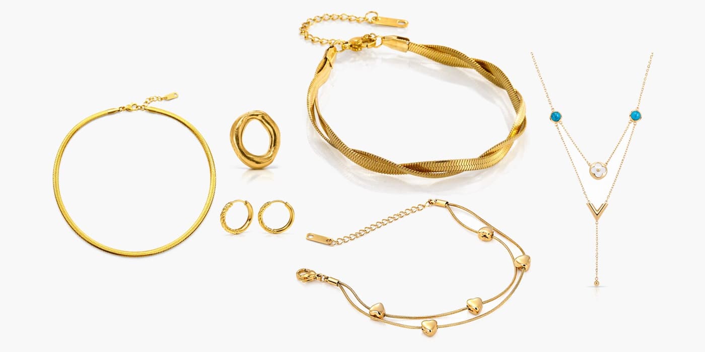 Gold Minimalist Jewelry Layered Set