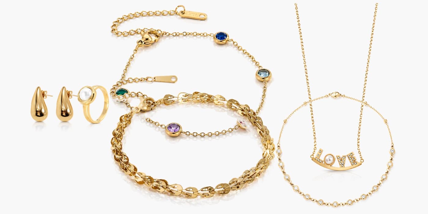 Gold Classic Initial Jewelry Stack