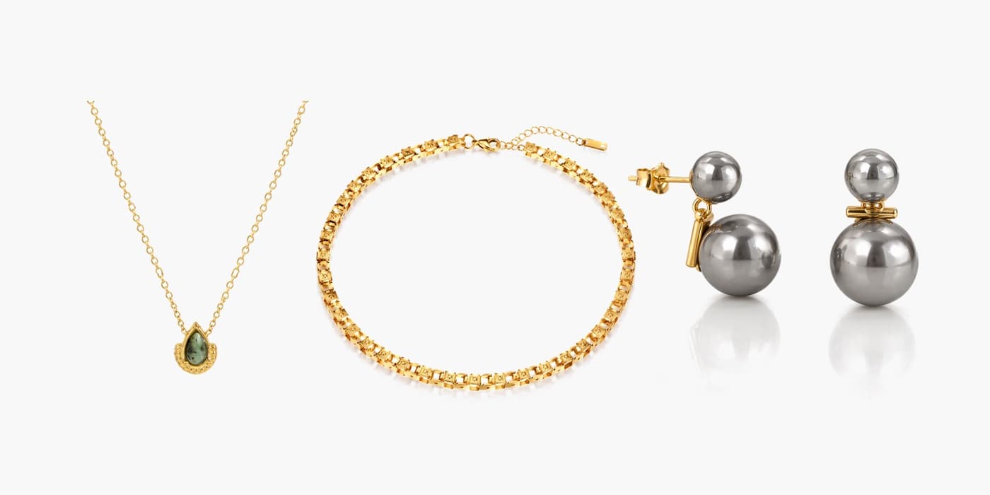 Warm Gold Teardrop Office Set