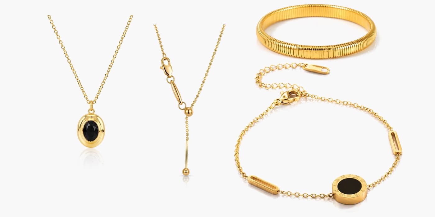 Gold Minimalist Bar Necklace & Bracelet Layering Set