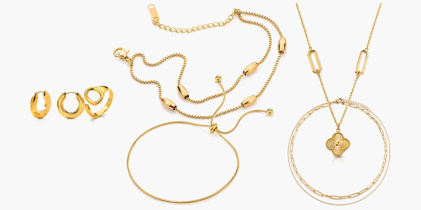 Gold Minimalist Jewelry Layered Set