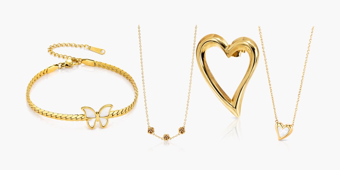 Gold Minimalist Heart Jewelry Gift Set