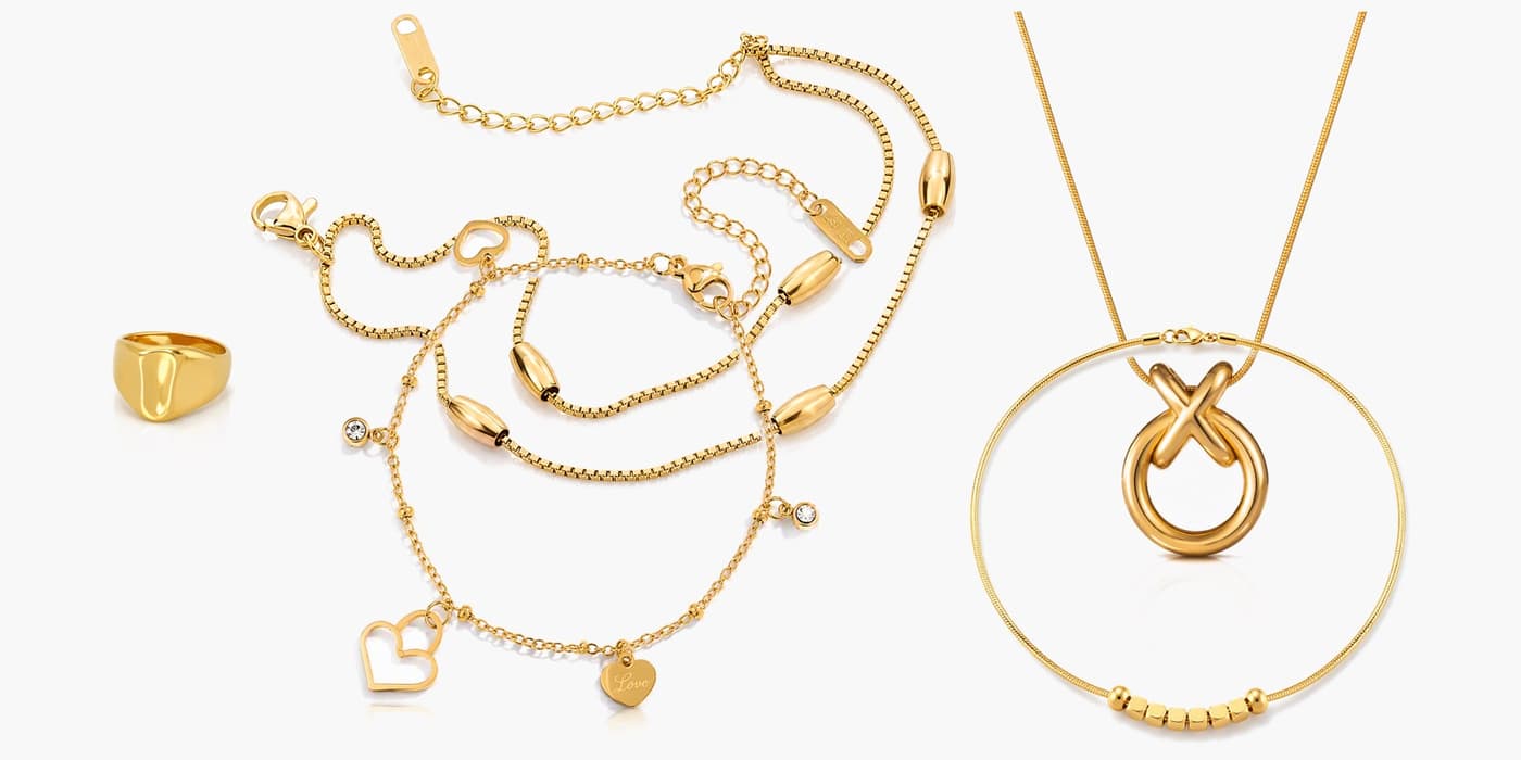 Gold Minimalist Jewelry Layering Set