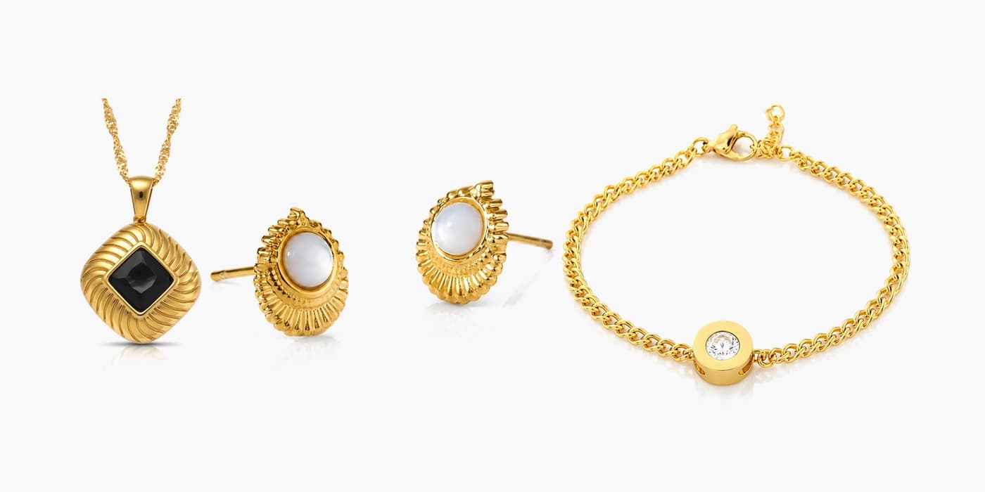 Gold Classic Sun Jewelry Set