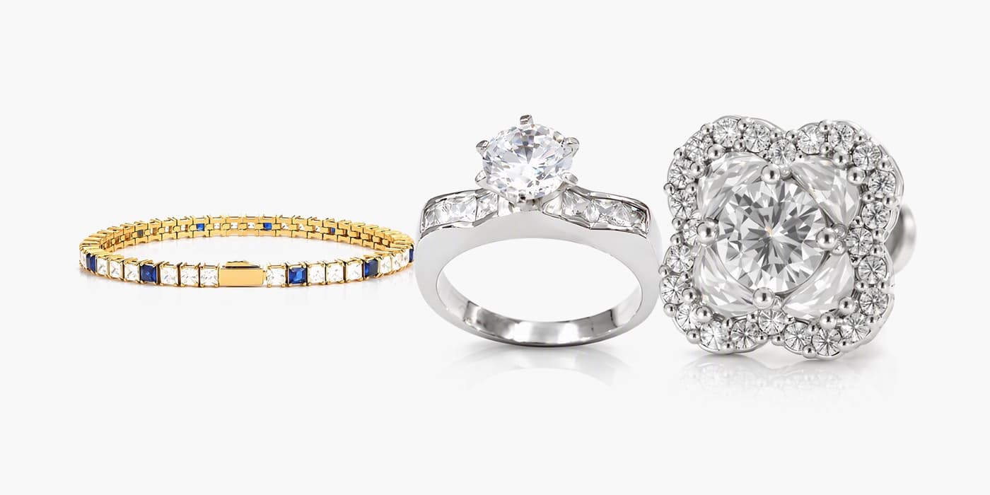 Silver Sparkling Flower Jewelry Trio