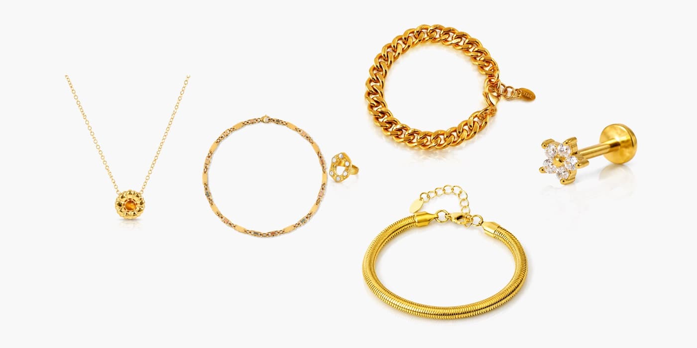 Gold Flower Jewelry Stack