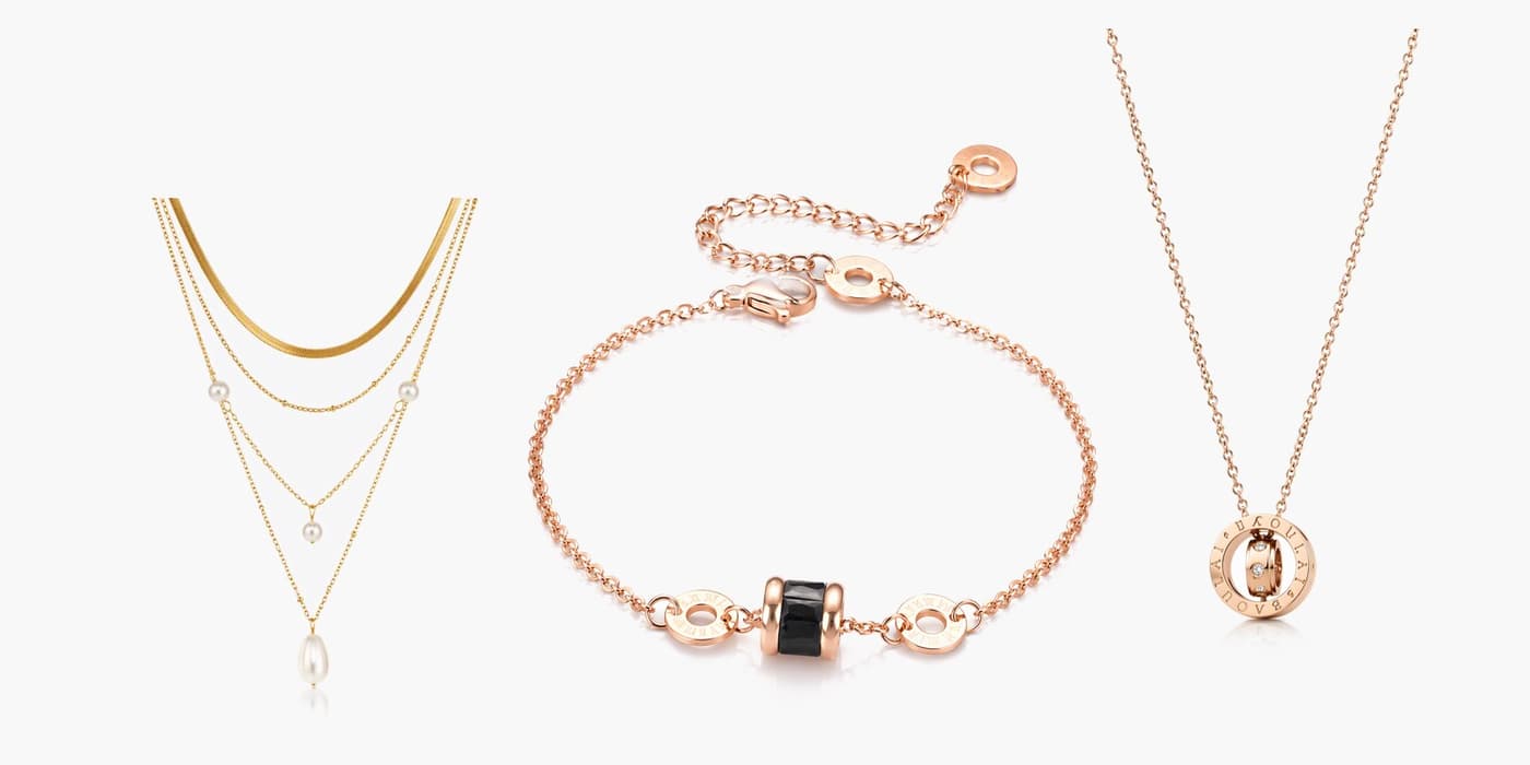 Gold Minimalist Circle Necklace & Bracelet Layered Set