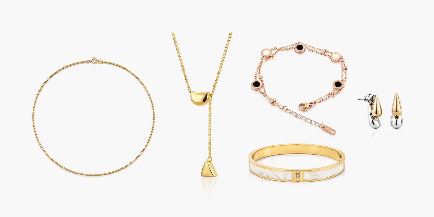 Gold Minimalist Teardrop Jewelry Set
