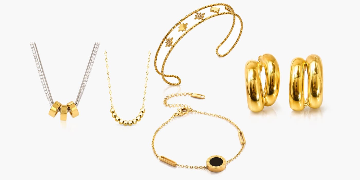 Gold Minimalist Circle Jewelry Set