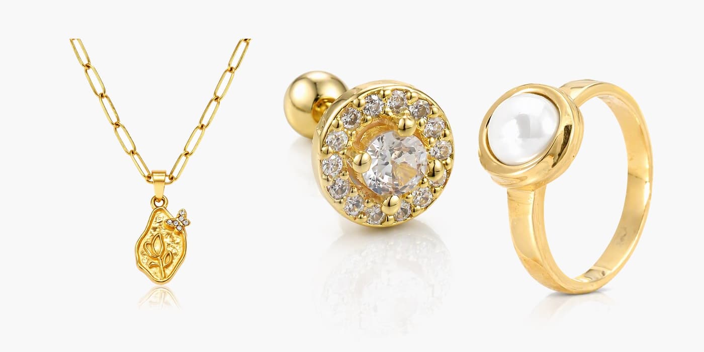 Gold Flower Jewelry Stack