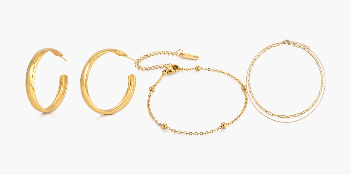 Gold Minimalist Jewelry Layering Set