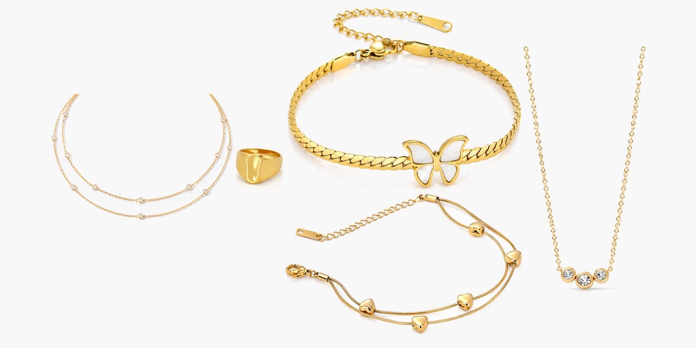 Gold Minimalist Jewelry Layered Set