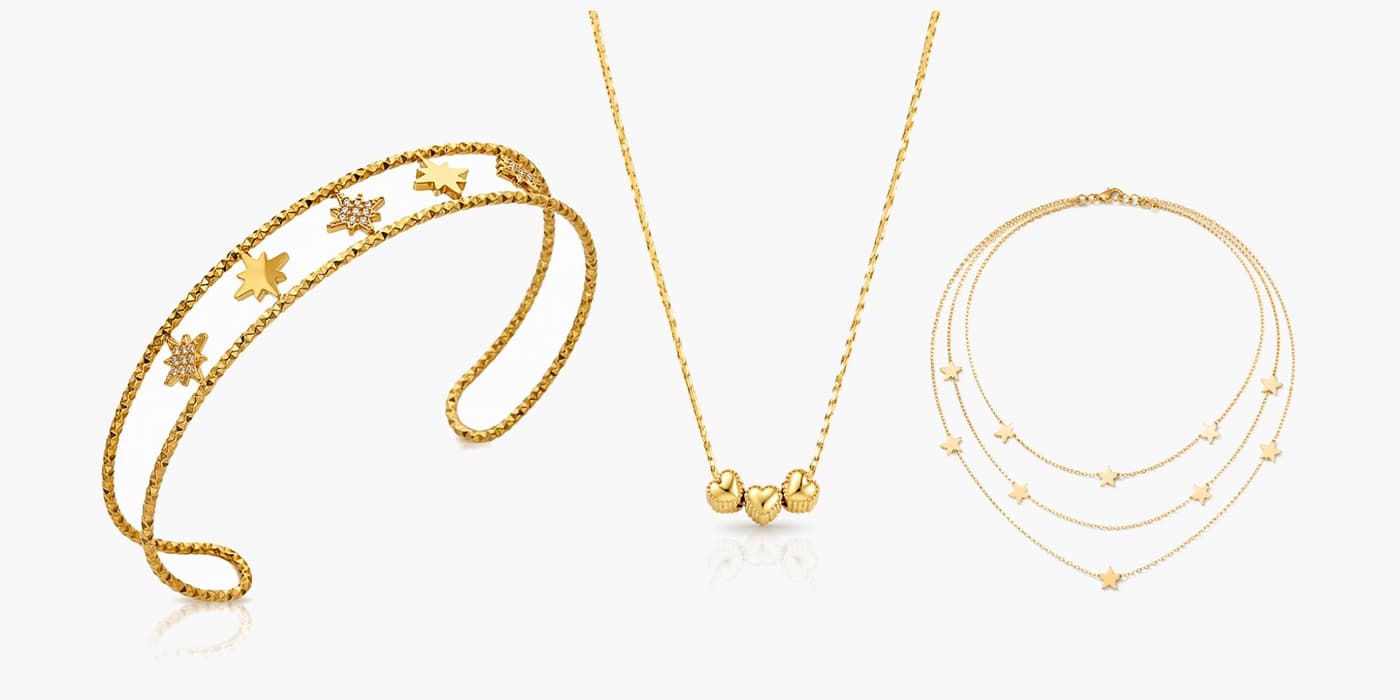Gold Minimalist Star Necklace & Bracelet Layered Set
