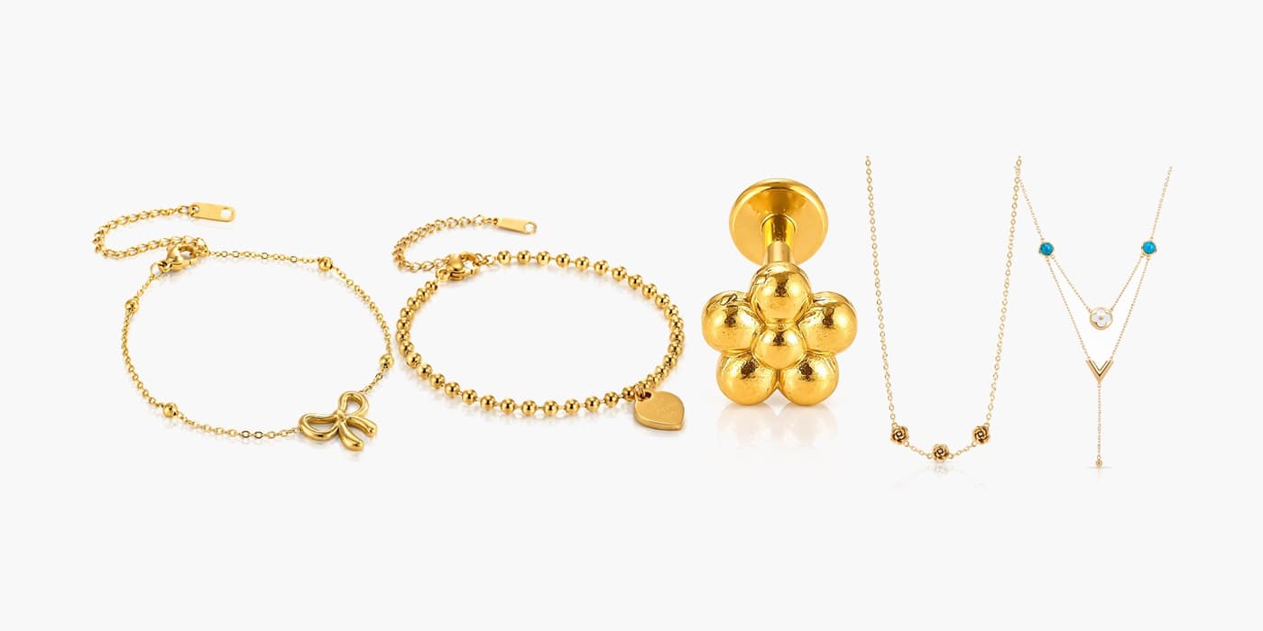Minimalist Gold Flower Jewelry Stack