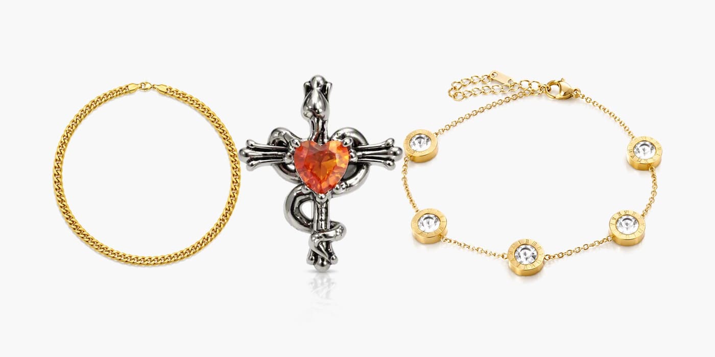 Gold Heart Jewelry Set