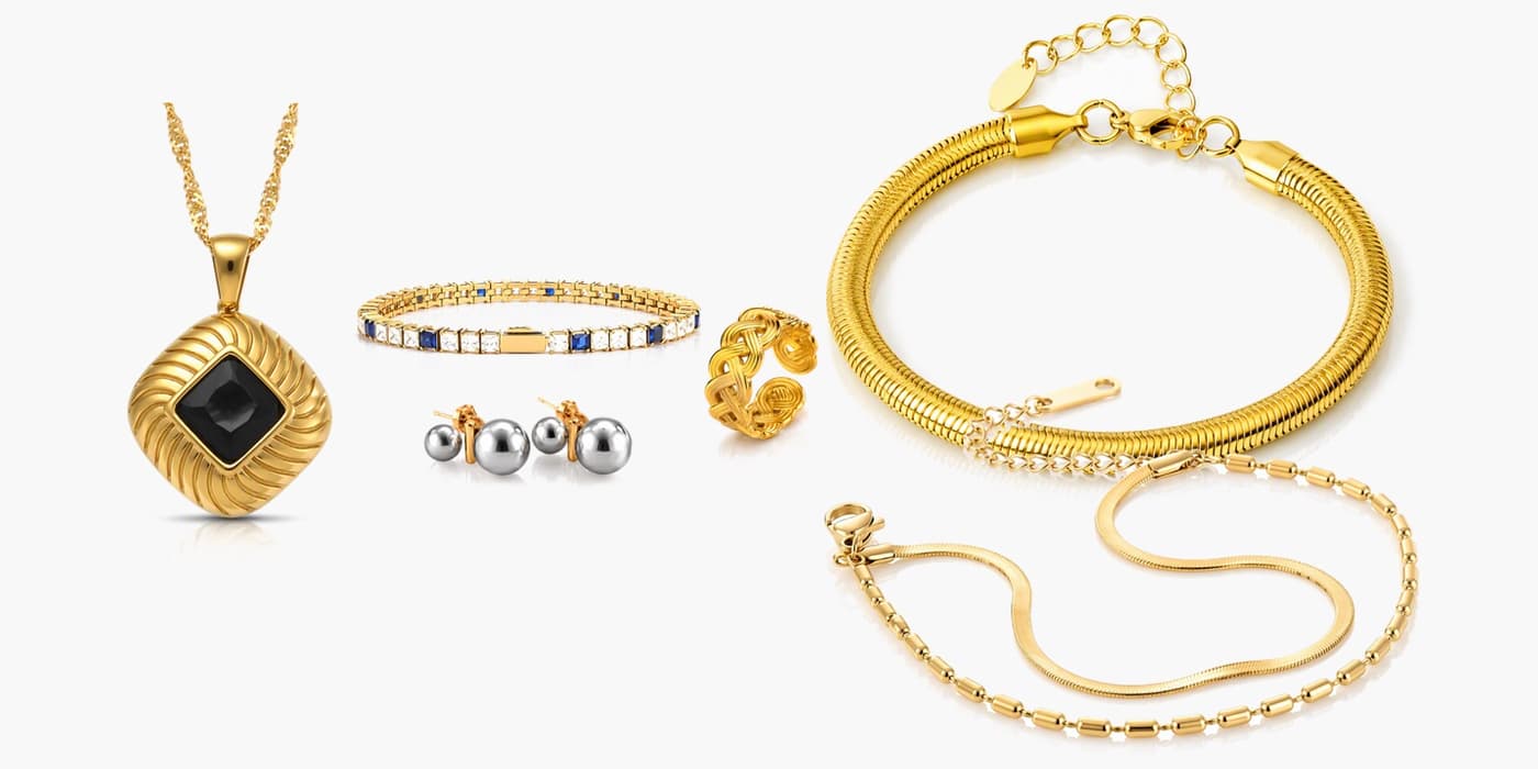 Gold Classic Jewelry Layering Set