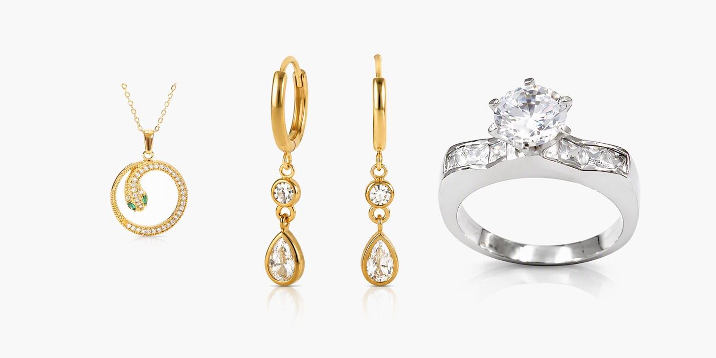 Silver Sparkling Teardrop Jewelry Trio