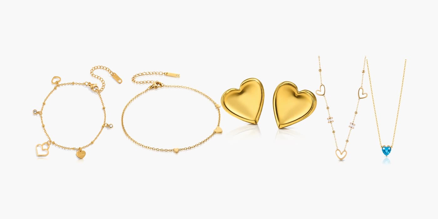 Gold Minimalist Heart Jewelry Set