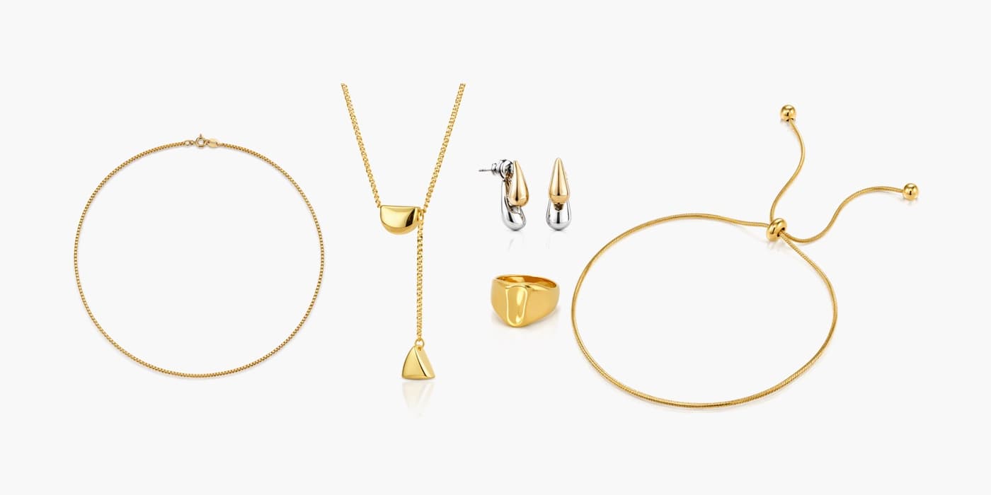 Gold Teardrop Jewelry Stack