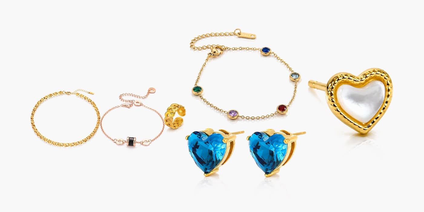 Gold Classic Heart Jewelry Set