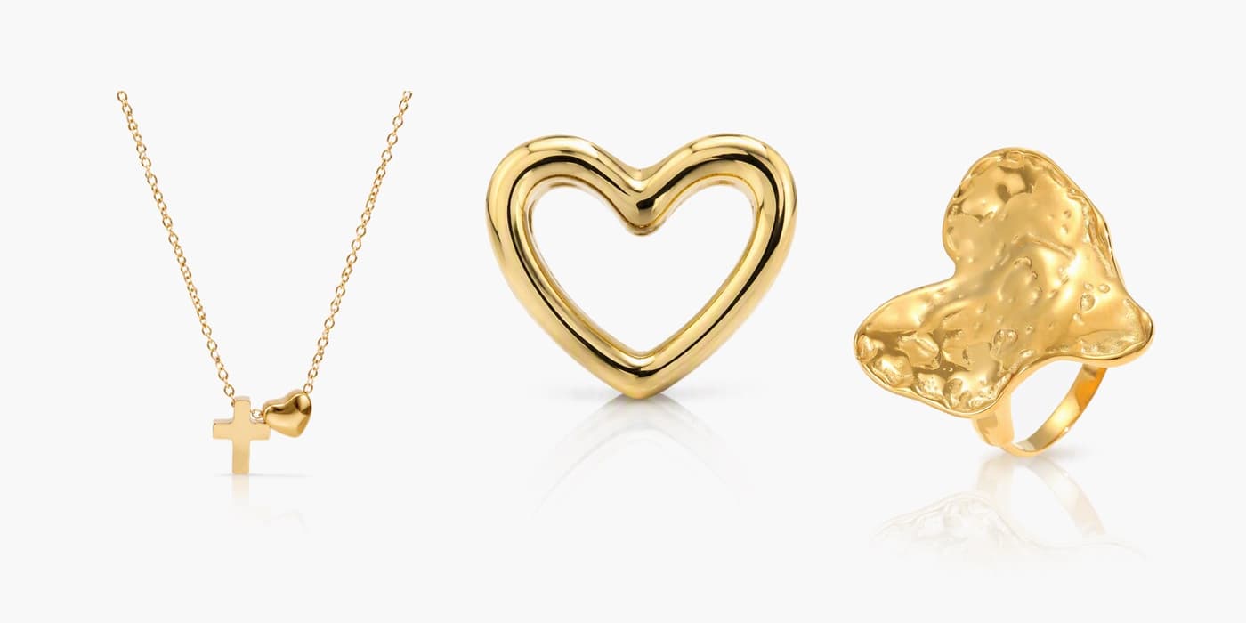 Warm Gold Heart Jewelry Gift Set