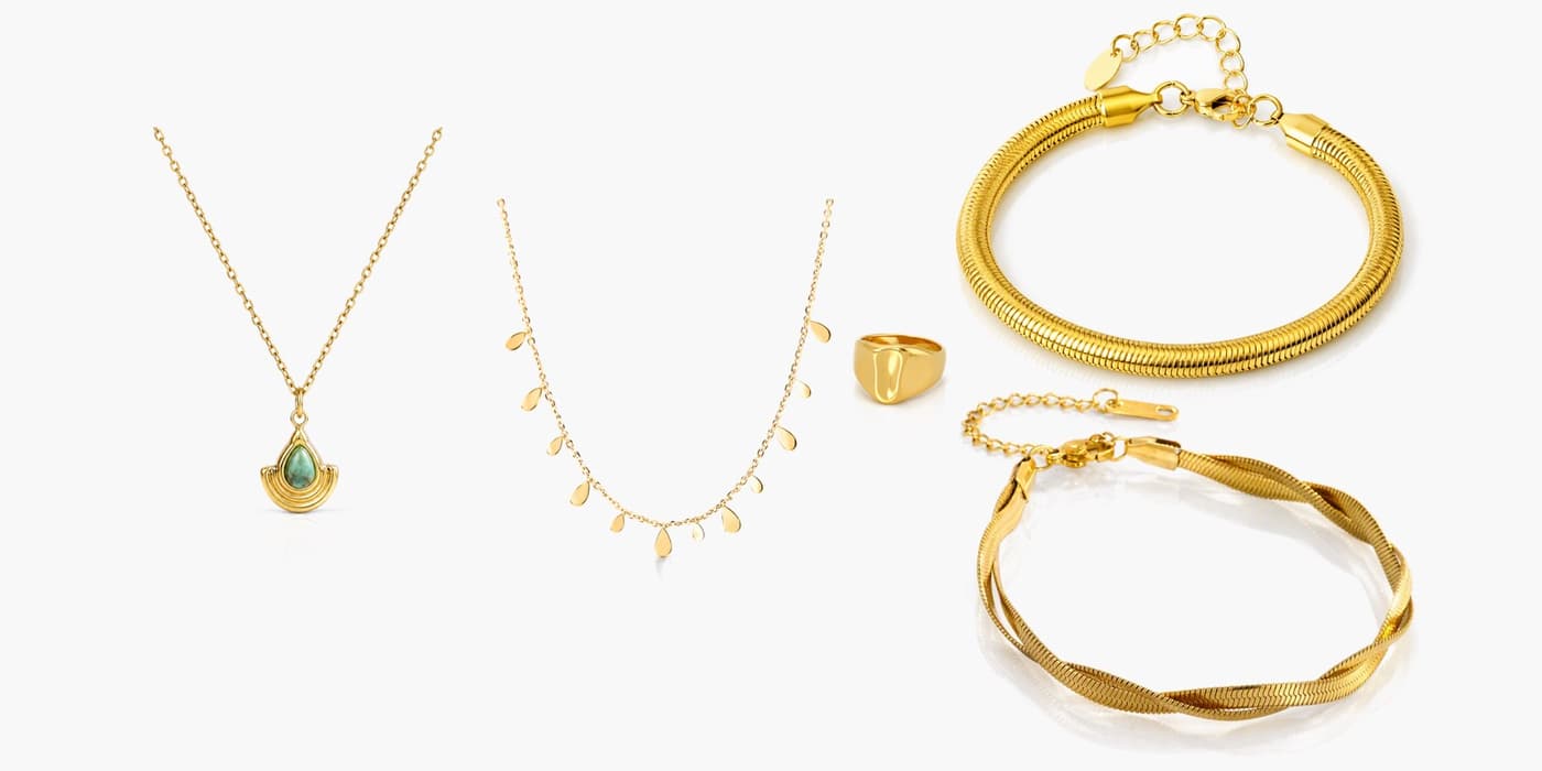 Gold Minimalist Teardrop Jewelry Layering Set