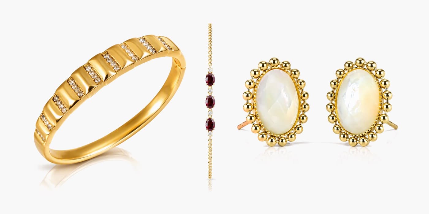 Gold Classic Earrings & Bracelet Layering Set