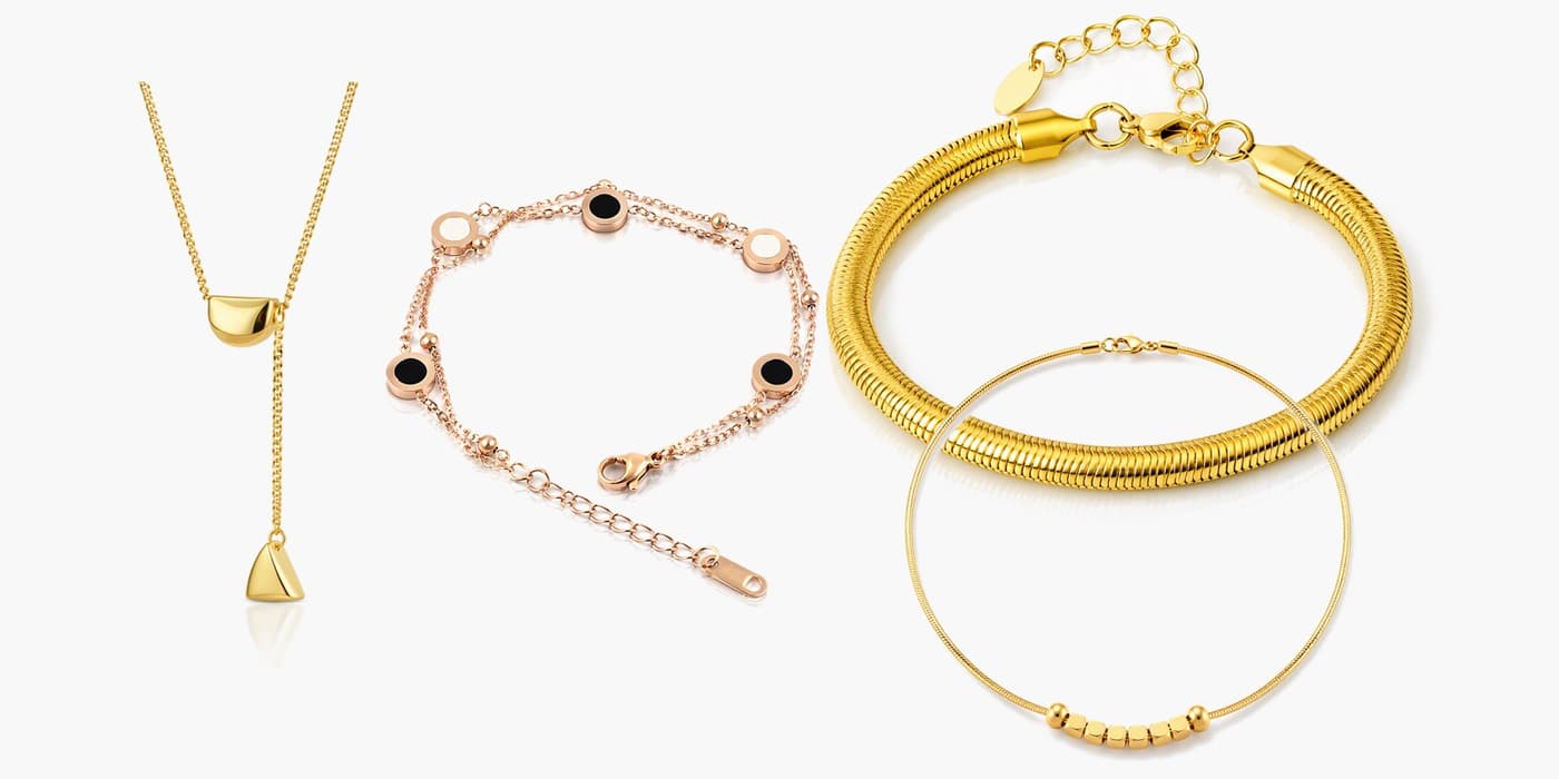 Gold Classic Necklace & Bracelet Set