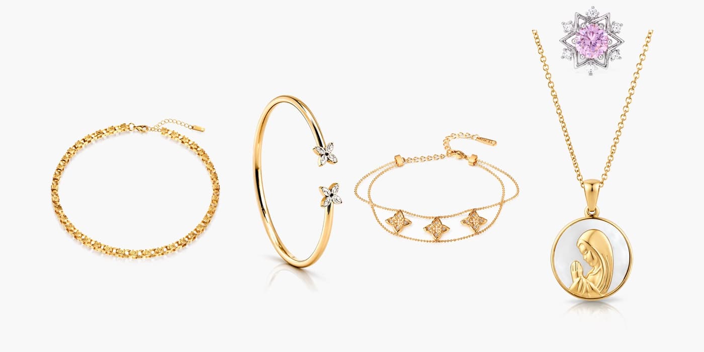 Gold Flower Jewelry Set
