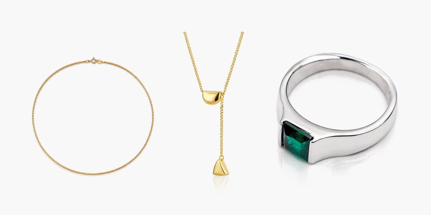Silver Minimalist Teardrop Necklace & Ring Layering Set