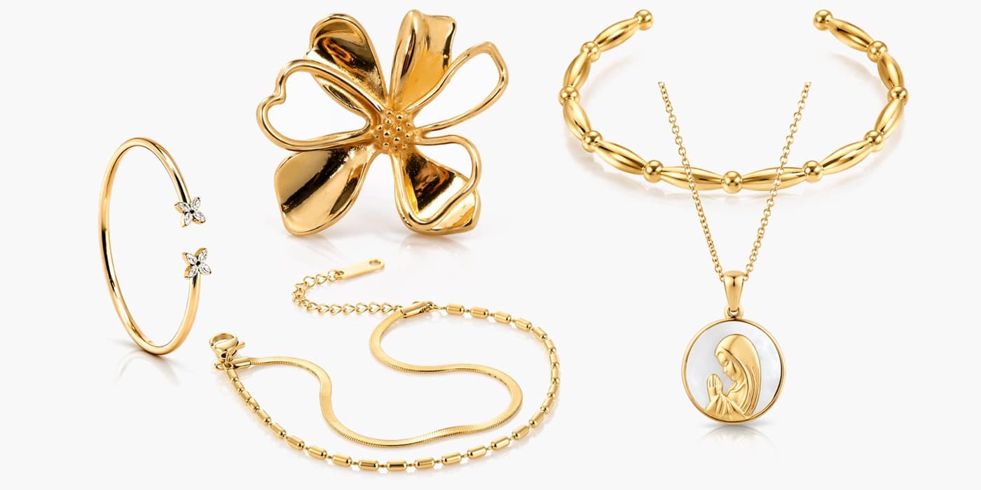Gold Classic Jewelry Layered Set