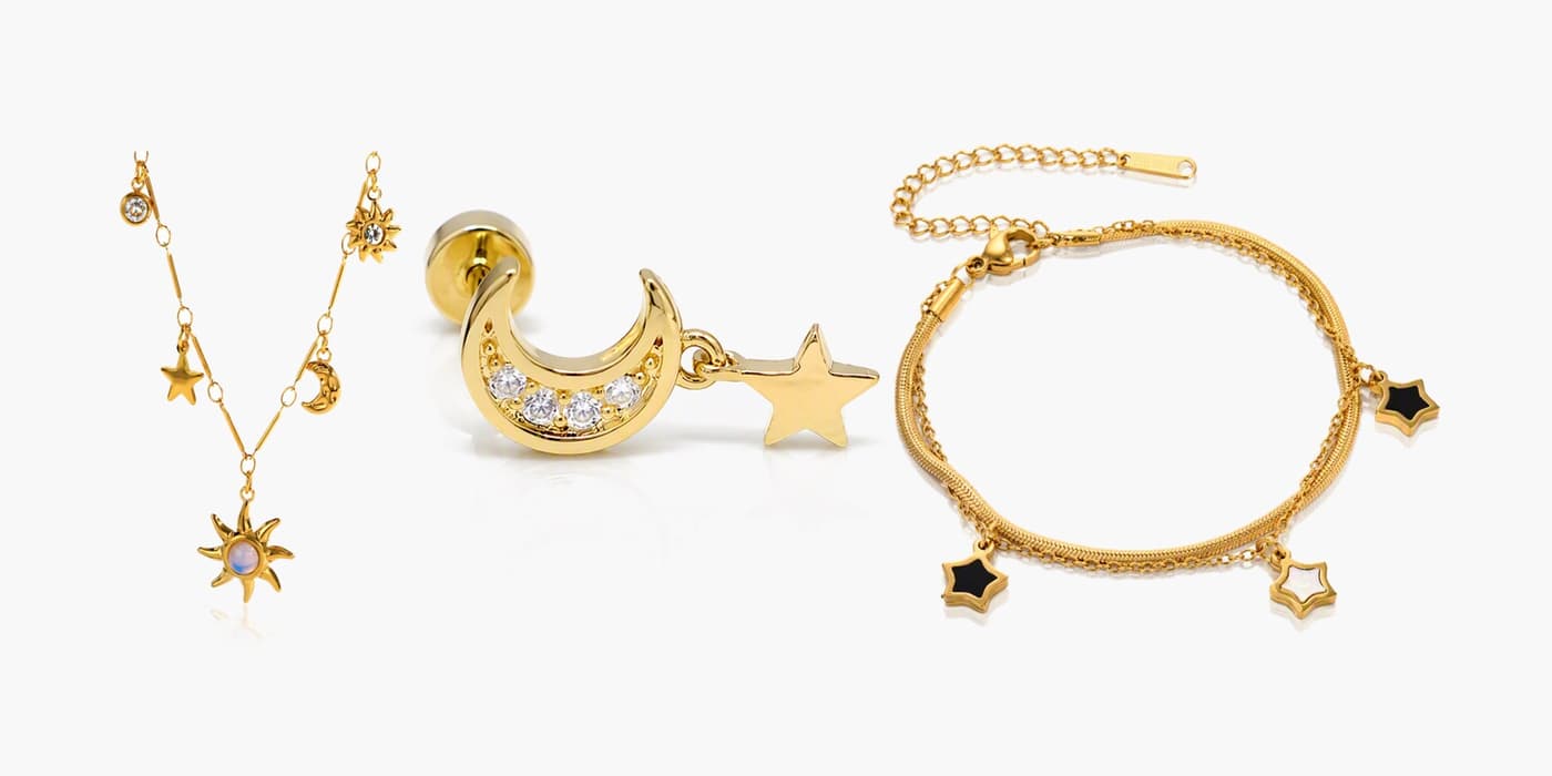 Gold Minimalist Star Jewelry Set
