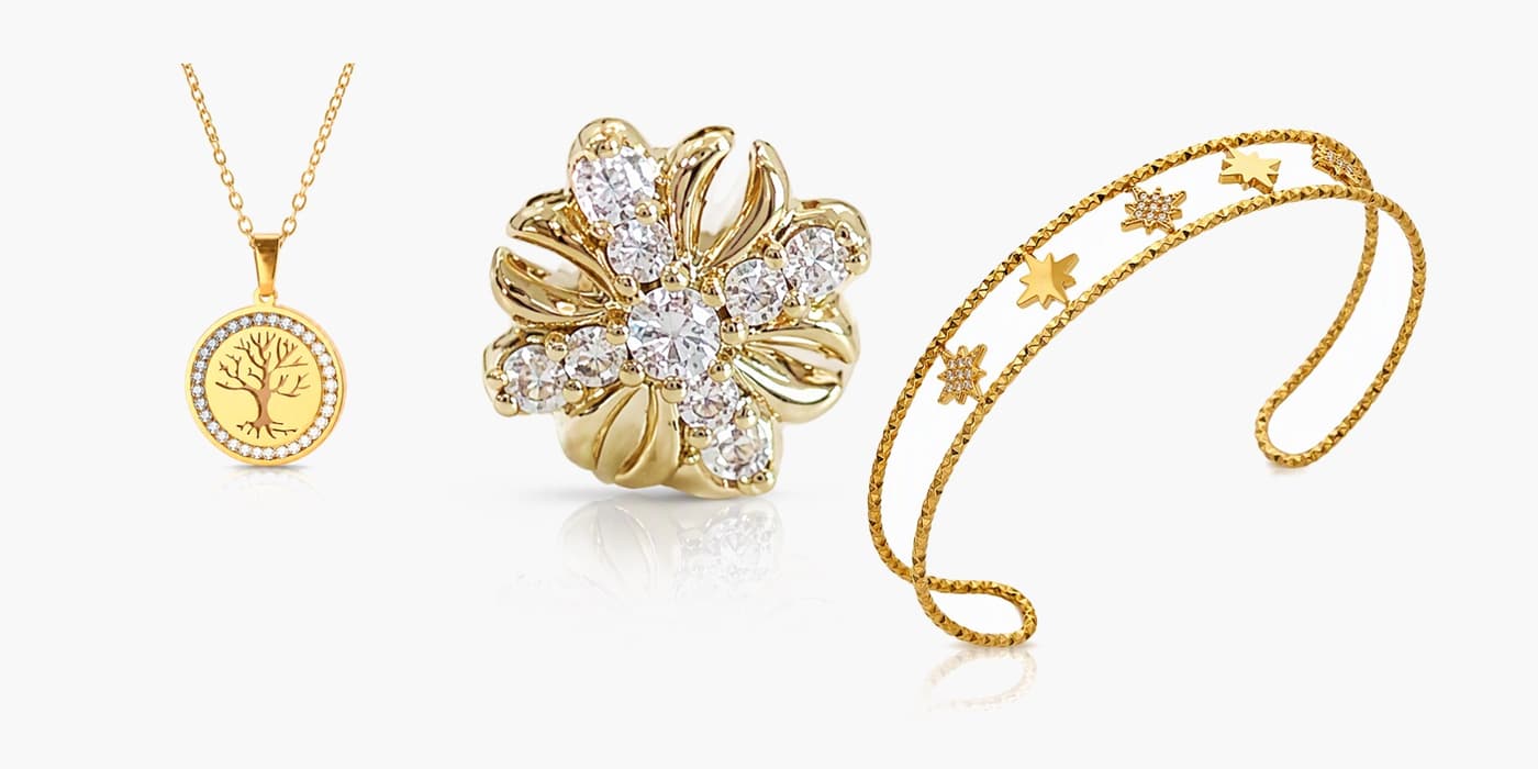 Gold Classic Flower Jewelry Stack