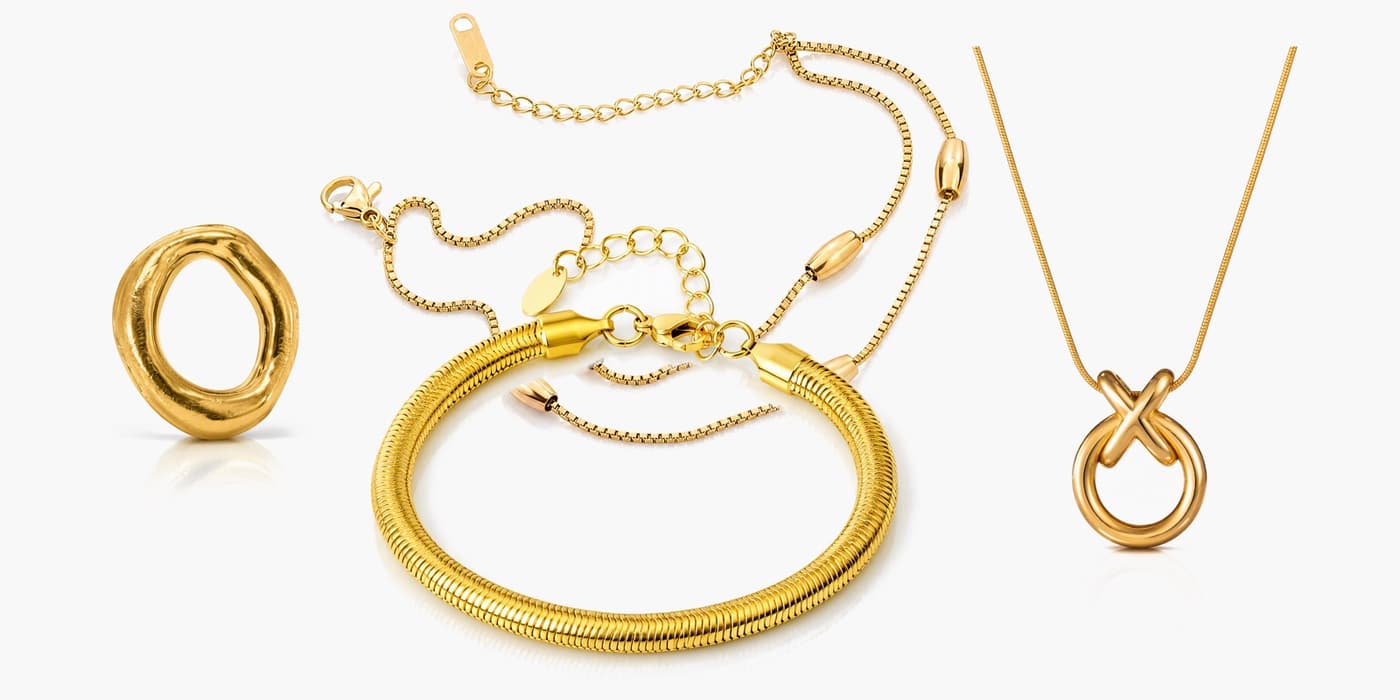 Gold Minimalist Circle Jewelry Set