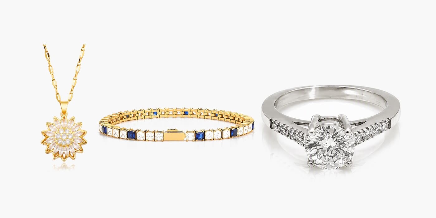 Silver Sparkling Flower Jewelry Trio