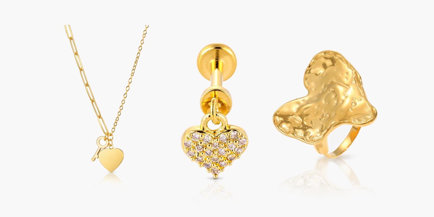 Warm Gold Heart Trio Gift Set