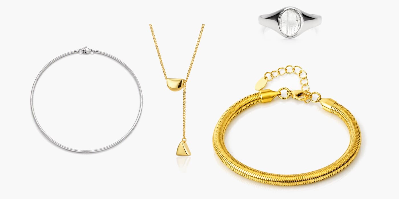 Silver Minimalist Teardrop Jewelry Set