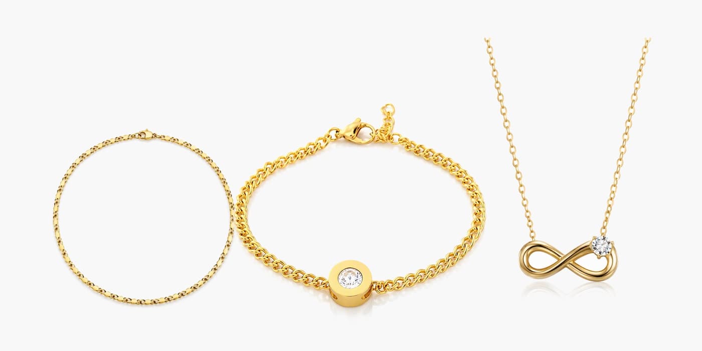Gold Minimalist Necklace & Bracelet Layered Set