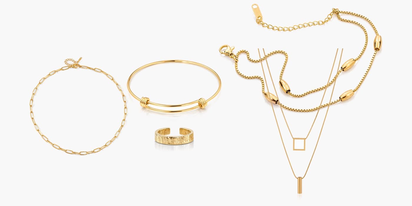 Gold Minimalist Jewelry Layered Set