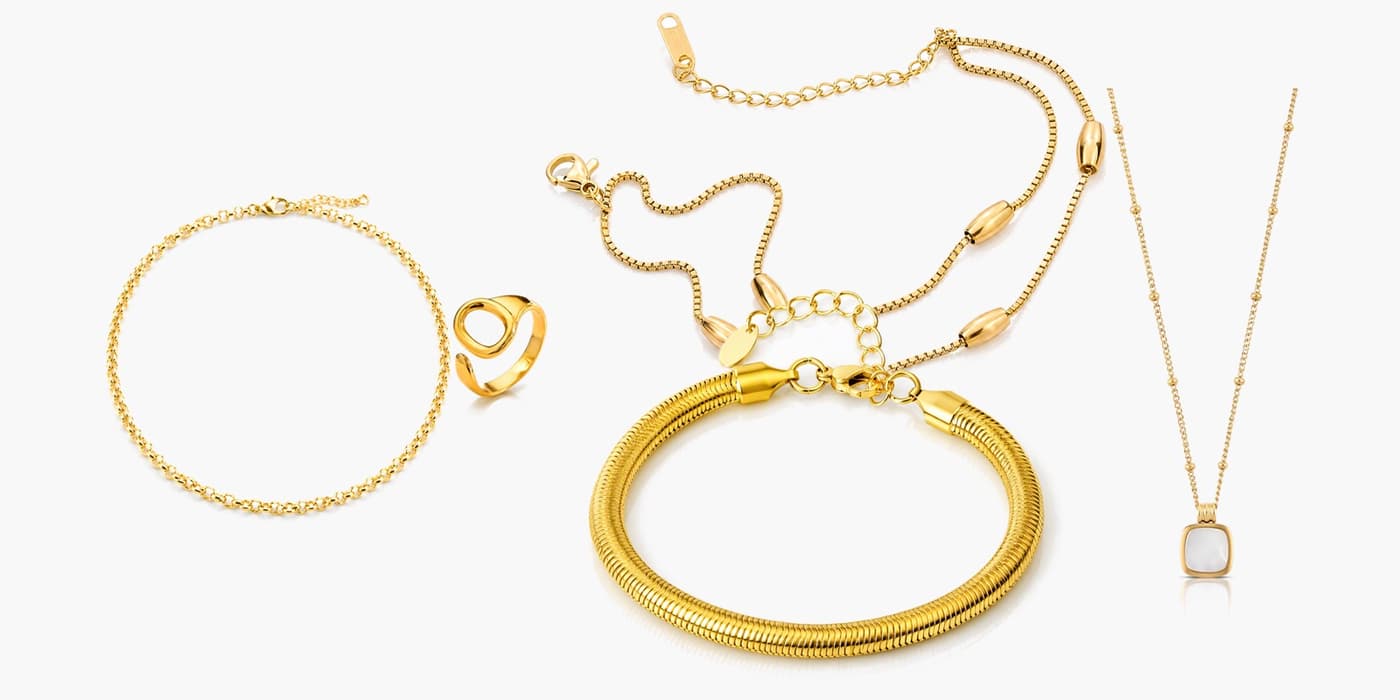 Gold Minimalist Jewelry Layering Set