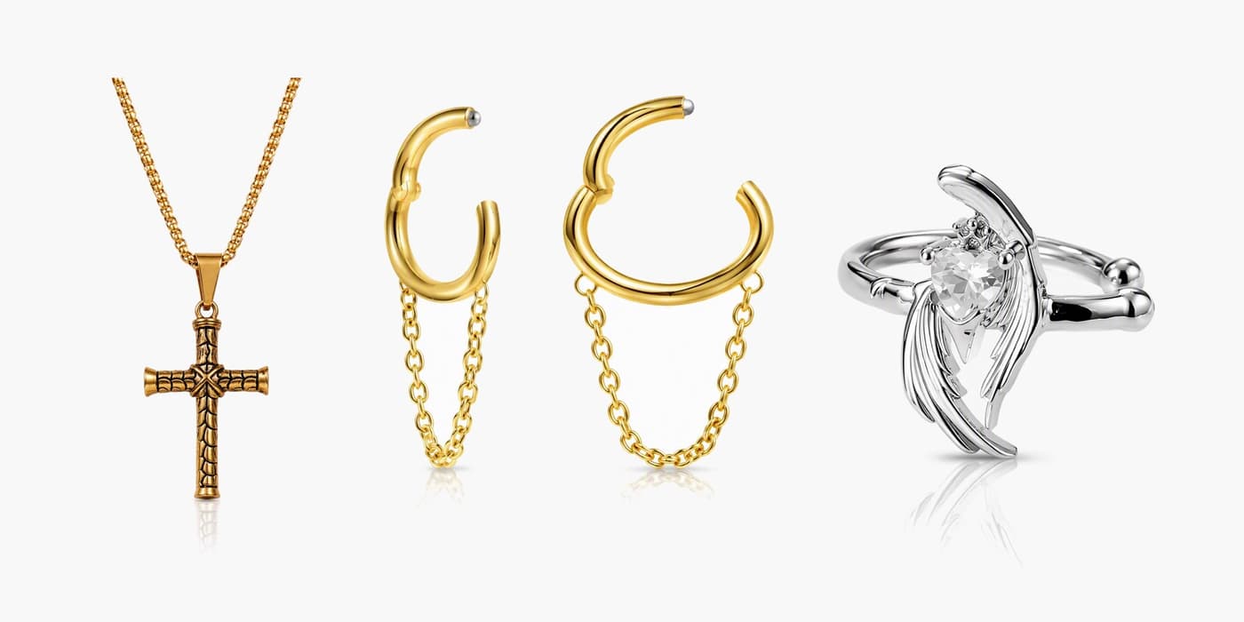 Silver Edgy Jewelry Set