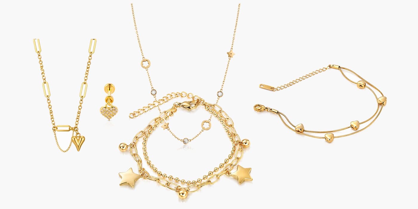 Gold Minimalist Heart Jewelry Gift Set
